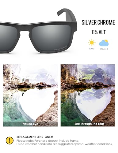 Image of BLAZERBUCK Polycarbonate Polarized Replacement Lenses for BOSE Tenor BMD0010 Sunglasses - Silver Chrome