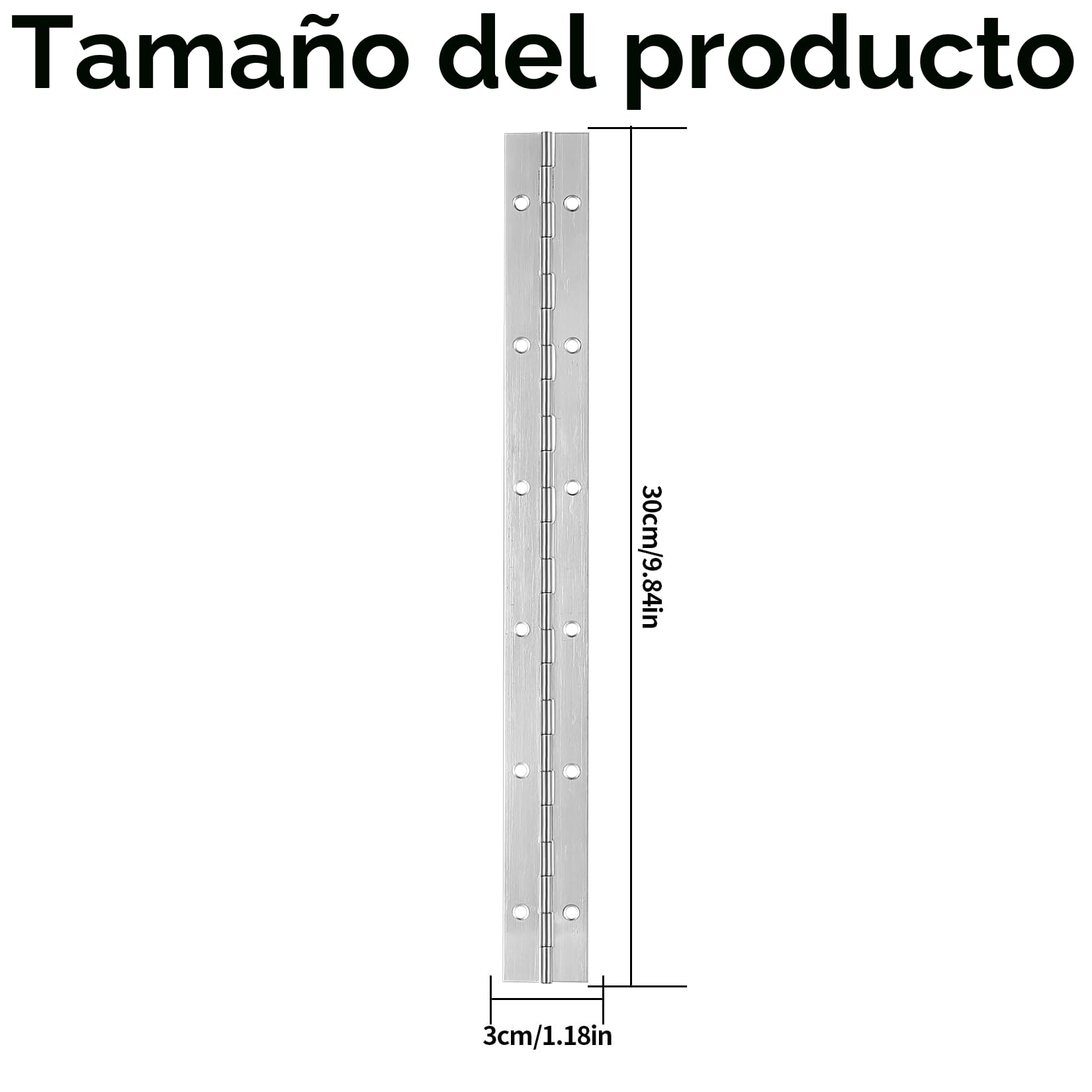 4 Piezas de Bisagra de Piano de Acero Inoxidable 30 cm,Bisagra Plegable con 12 Orificios,Resistente a la Corrosión para Puertas de Armario,Pianos,Barcos,Incluye Tornillos y Destornillador