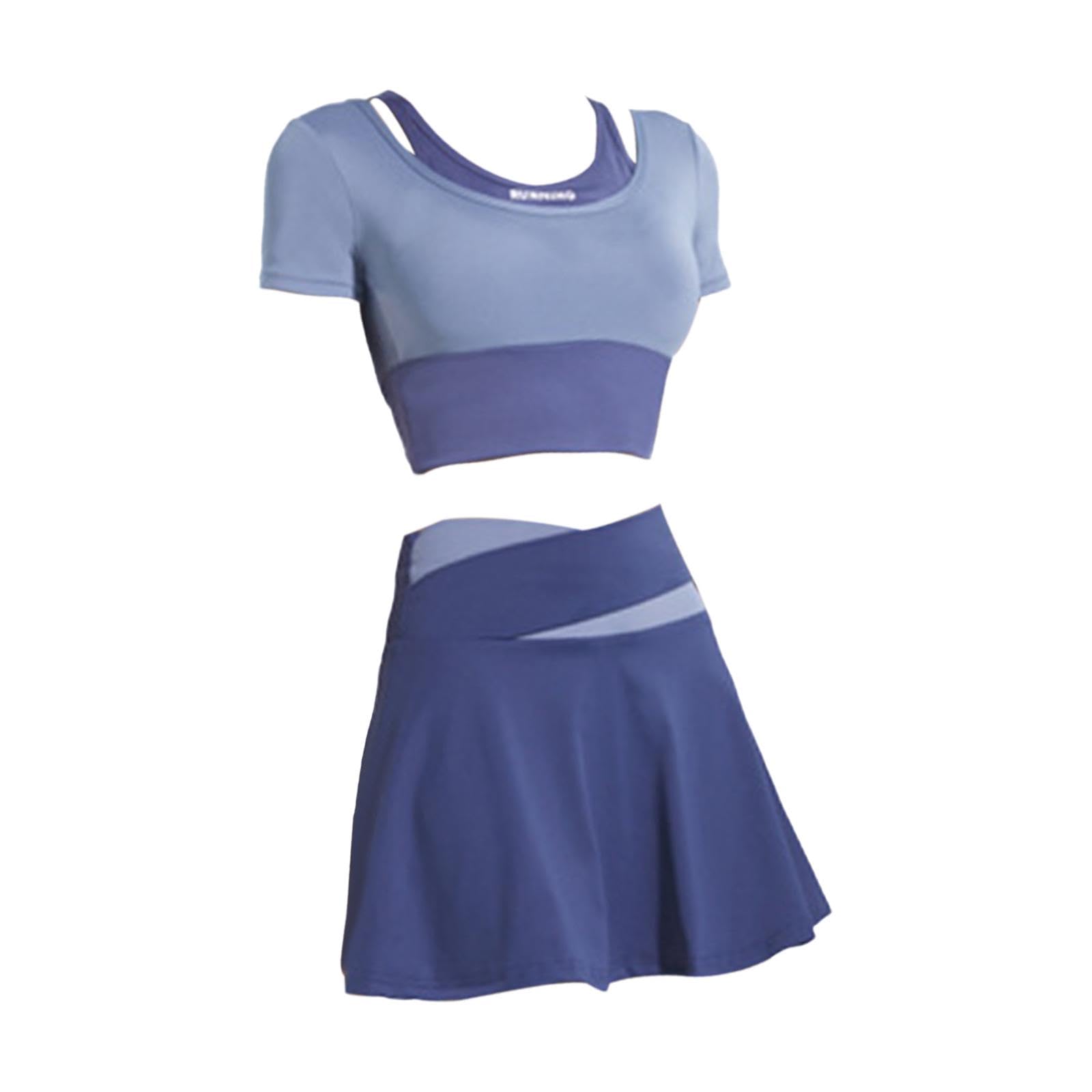 SNAPPSY Workout Skirts Short Sleeve Suit Sportswear Tennis Skirts for Sports Fitness