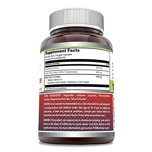 Amazing Nutrition Amazing Formulas Raspberry Ketone With Green Tea Extract & Multi Berry Complex Supplement thumb #1