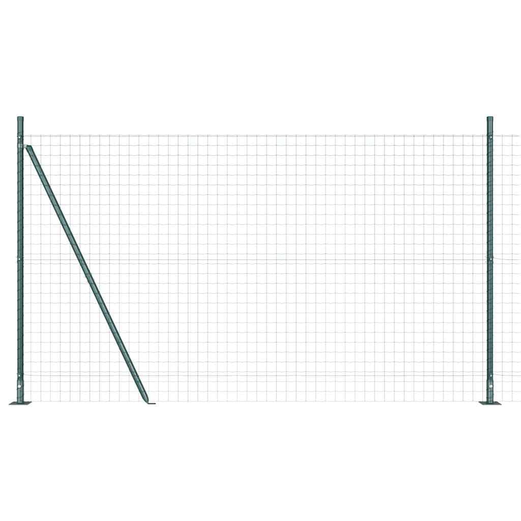 Green Steel Fence Panel Set 1.5x10m with Posts Outdoor Garden Boundary Security Roll Sturdy Weather Resistant Barrier for Terrace Pet Enclosure Privacy Decorative Modern Easy Assembly