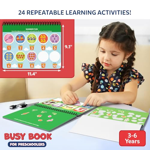 Image of Skillmatics Busy Book for Preschoolers - Toddler Learning Activity Binder, Mess-Free, Pre-Assembled, 150+ Reusable Stickers, Montessori Educational Toy for Homeschool & Travel, Gift for Ages 3-6