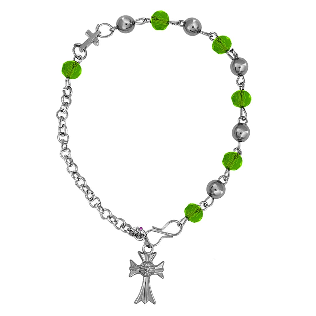 Religious Catholic Jewelry 6mm Bead Jesus Stainless Steel Rosary Bead Bracelet Holy Cross Christian Jewellery for Men and Women