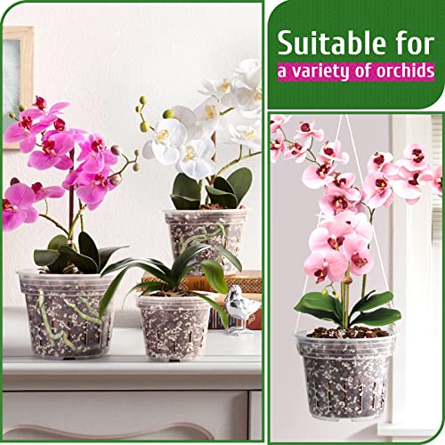 REMIAWY Orchid Pot, 9 Pack Orchid Pots with Holes, 3 Each of 4.8, 5.7 and 6.4 Inch Clear Flower Planter for Repotting, Plastic Slotted Nursery Planters Indoor Outdoor