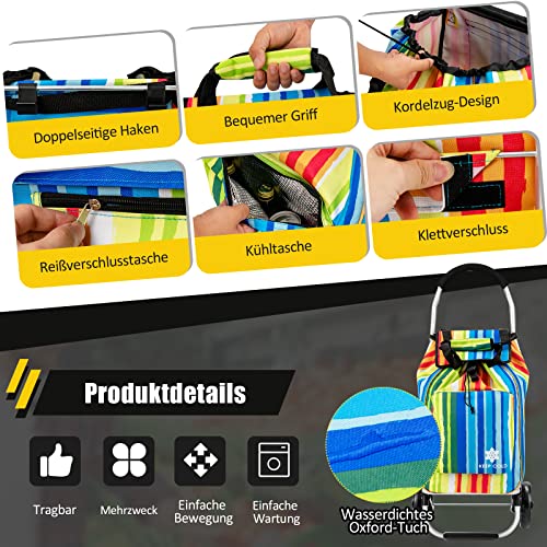 COSTWAY 53L Einkaufstrolley mit Kühlfach und 2 Haken, Einkaufswagen klappbar, Handwagen bis 50kg belastbar abnehmbare… – Bild 3