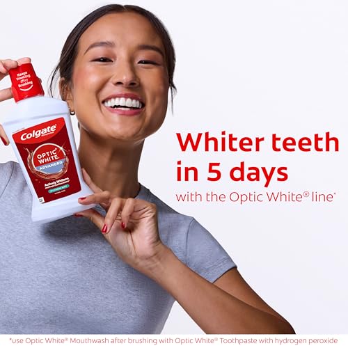 Colgate Optic White Teeth Whitening Mouthwash, Icy Fresh Mint, 6Pk, 16fl oz | 2% Hydrogen Peroxide Whitening Formula, Enamel-Safe, Alcohol-Free, Seals Out New Stains, Freshens Breath, Non-Burning - image 3