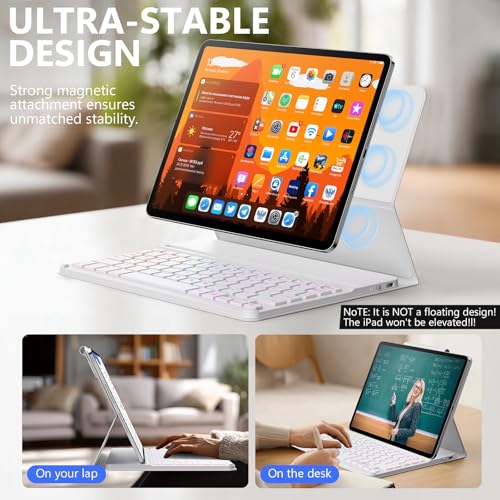 Image of Keyboard Case for iPad 11th (A16) & 10th Generation，Ultra-Light Keyboard with Multi-Touch Trackpad - Backlit Keys,Adjustable Stand Case for iPad 11 inch 2025&10th Gen 10.9 inch (White)