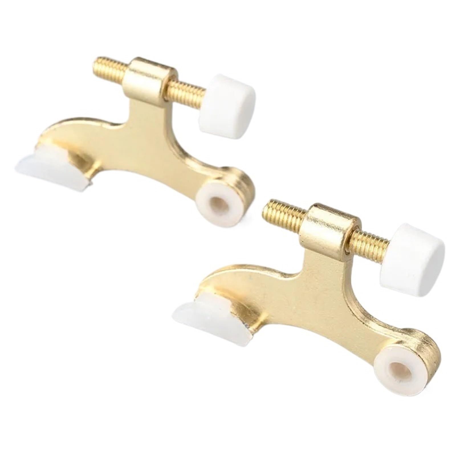 Door Stopper 2Pcs K Shape Thick Metal Hinge Pin Stop with Buffer for Hidden Household Door Position Limit(B01-golden)