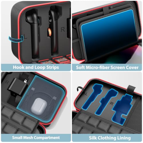 Image of OIVO Switch 2 Case Compatible with Nintendo Switch 2025, Hard Switch 2 Case Suitable for Joy Con 2 & Adapter, Bag for Switch 2 with 24 Game Cards Storage, Nintendo Switch 2 Accessories Red
