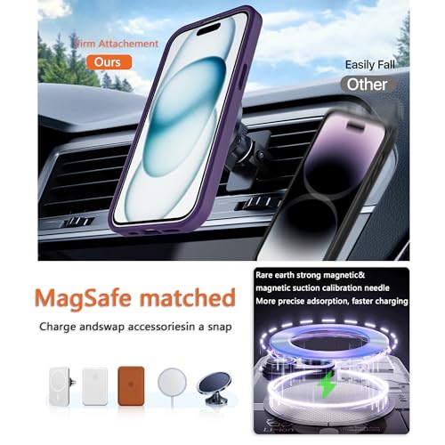 Image of Magnetic iPhone 15 case,Compatible with Magsafe, Military-Grade Protection,Slim Translucent Matte Shockproof with Anti-Scratch Anti-Fingerprint Phone Cover (deep Purple, iPhone 15)