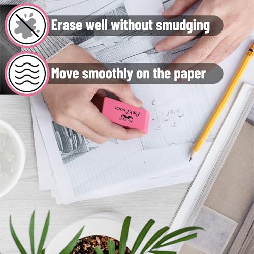 Image of Mr. Pen- Pink Pencil Eraser, 100 Pack, Large Latex Free Block Erasers for School, Office, Art Sketching, Homework, Exams, Clean Smudge-Free Correction