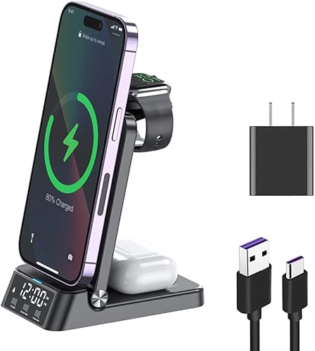 Quycat Cargador inalámbrico estación de carga inalámbrica rápida 3 en 1 compatible con Samsung Galaxy S22S21S20S10Galaxy Watch 5Watch