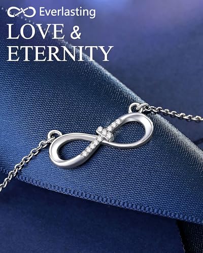 UNGENT THEM Happy 10th 11th 12th 13th 14th 16th 18th 21st Birthday Gifts, Love is Forever Infinity Cross Necklace Religious Presents for Women Her3