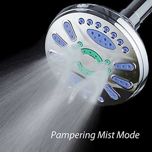 Aquastar Elite High-Pressure 6-Setting Extra-Large Luxury Spa Shower Head With Anti-Clog Jets. Solid Brass Ball Join/All Chrome Finish #TOP6