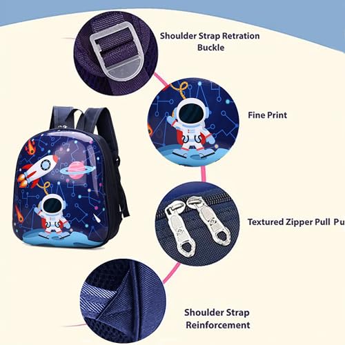 Image of BabyMoon Eggshell Multipurpose Kids Backpack | Children's School Bag for Boys & Girl's | Kids Travel Backpack | Astronaut Blue