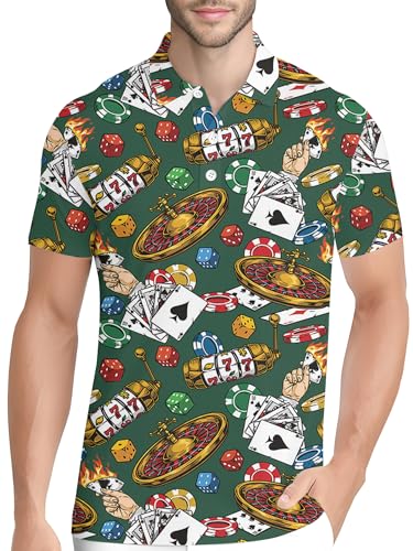Image of PAGYMO Funny Golf Shirts for Men Crazy Printed Pattern Novelty Moisture Wicking Performance Mens Polo Shirt