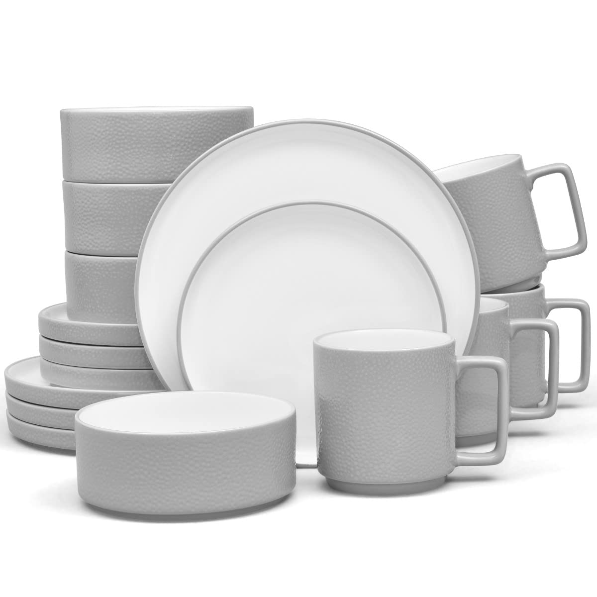 Noritake Gray ColorTex Stone 16-Piece Set, Service for 4 in Grey, Multicolor