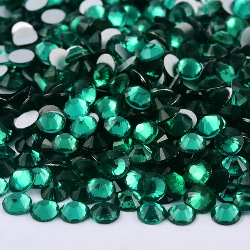 Image of 288pcs DIY Glass Flatback Rhinestones for Bedazzling,Round Crystal Gems for Nail Art,Stage Makeup,Clothing,Bag Decoration 0.24 inch 6.2mm SS30 Green Zircon