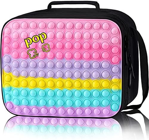 Pop Lunch Box for Girls Kids Lunch Bag Set School Supplies for Kids Insulated Lunch Tote Bag- Picnic Leakproof Cooling Lunch Containers with Adjustable Shoulder Strap Back to School