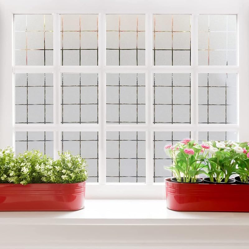 Image of Frosted Box Pettern GlassFilm Window Film Window Sticker Glass stickerFor Privacy, Sun Control, Decor for Home, Office & Bathroom (24 Inch X 60 Inch)