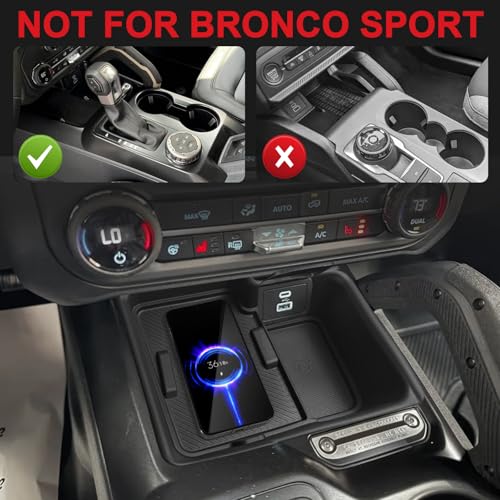 Image of Muslogy Center Console Inserts Compatible with 2025 2026 Ford Bronco Accessories, Center Console Wireless Charger Protective Mat Liner Anti-Slip Phone Charge Area Charging Protection