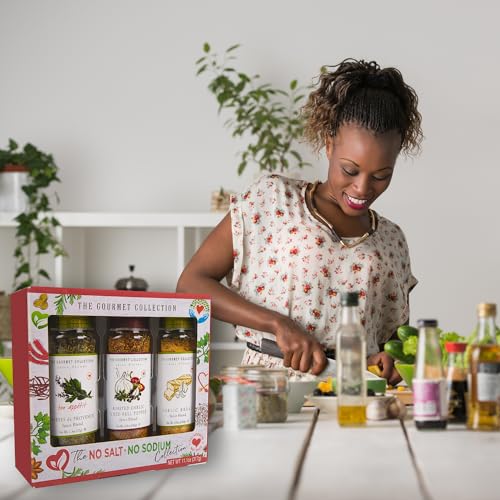 Die Gourmet-Kollektion – ohne Salz, ohne Natrium, gemischte Kräuter, gerösteter Knoblauch, Pfeffer, Knoblauchbrotgewürz | Hühnergewürz | Allzweckgewürz | Lemon Pepper Seasoning | Küchengeschenke