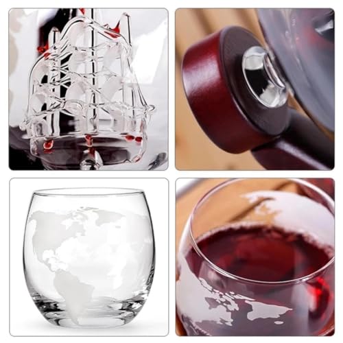 Whiskey Globe Decanter with Glasses Set, Whiskey Carafe Set with 1 Decanter and 2 Glasses with Ship for Scotch, Vodka Gift - Image 6