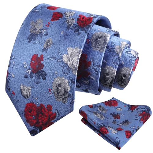 Image of Alizeal Mens 3.15'' Colorful Flower Pattern and handkerchief Necktie Set