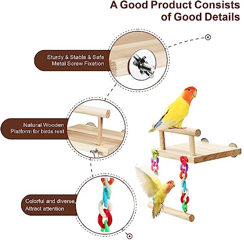Bird-Perches-Cage-Toys-Parrot-Wooden-Platform-Exercise-Stands-with-Wood-Swing-Ferris-Wheel-Chewing-for-for-Parakeet-Conure-Cockatiel-Budgies-Hummingbird-Style-A