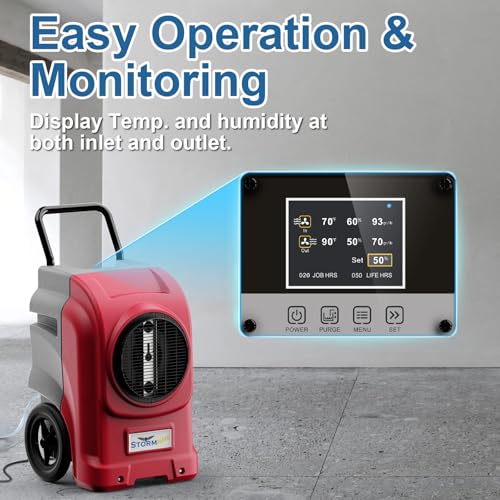 Image of ALORAIR 270 PPD LGR Commercial Dehumidifier with Pump & Drain Hose, Portable Industrial Dehumidifiers with Wheels for Water Damage Restore, Basement, Garage, 6 Years Warranty (Red)