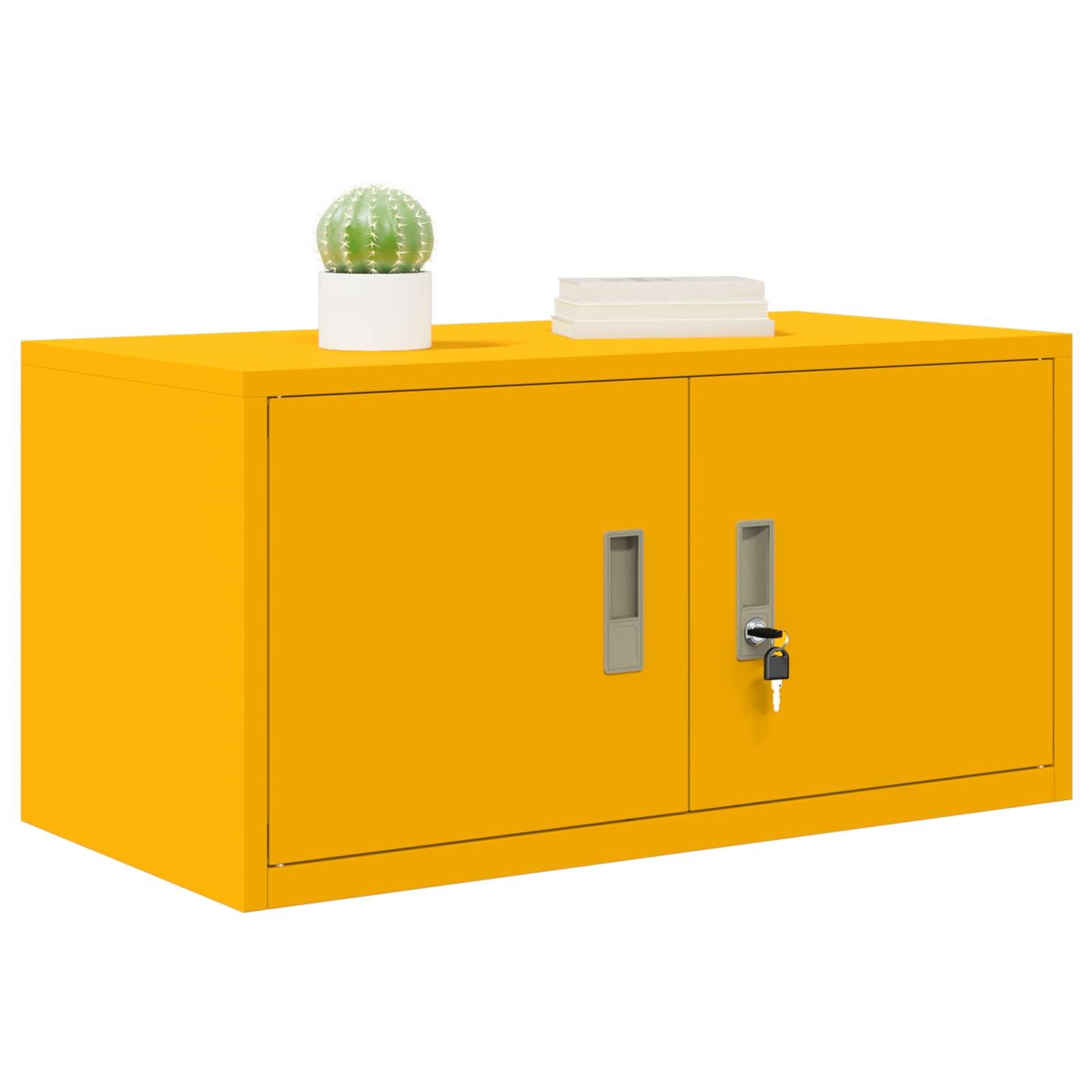vidaXL Armoire de Rangement Jaune Moutarde 80 x 40 x 40 cm Acier, Armoire de Bureau Moderne, en Acier rectangulaire, fermant à clé, Espace généreux, Meuble Industriel, Solution Robuste
