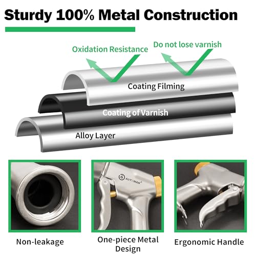 image for AUTOMAN Garden Nozzle Sprayer, High Pressure Spray Nozzle, 100% Metal 