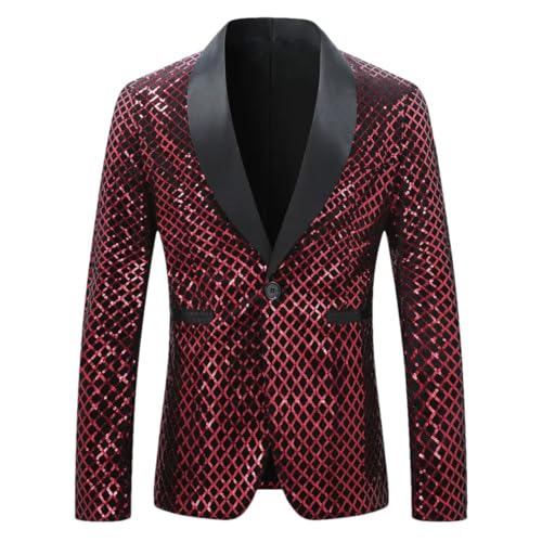 Men England Style Long Sleeve Suit Jacket Sequin Decoration Coat for Wedding Party Blazers