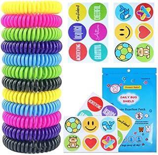 Mosquito Repellent Bracelet 12 Pack Natural Mosquito Repellent Band with 24 Pcs Stickers Safe for Kids and Adults Waterproof Insect Repellent Wristband for Indoor and Outdoor Protection UP to 300Hrs