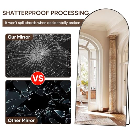 Suidia Arched Full Length Mirror, 58"x18" Floor Mirror Freestanding, Floor Standing Full Body Mirror with Stand for Bedroom, Hanging Mounted for Living Room Cloakroom, Black