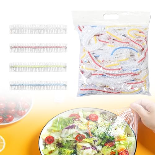 LURNODY 300 Piezas Cubiertas Elásticas Almacenamiento, Bolsas de Alimentos Frescos Elásticas, Reutilizables Bolsa de Almacenamiento de Alimentos Bolsas de Conservación Transparentes