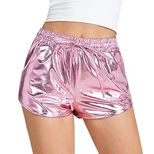 NewL Glanzende Metallic Sexy Shorts Vrouwen Hoge Taille Reflecterende Broek Sparkly Outfit Elastische Taille Rave Dance…
