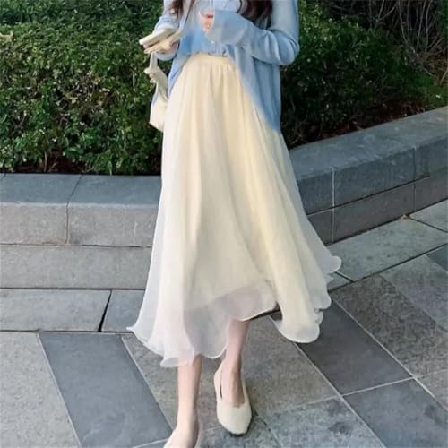 Asymmetrical Euro Organza Skirt Women's Mini High Waist A- Line Pleated Midi Skirts2