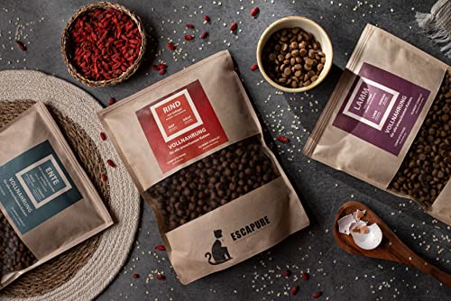 Escapure Katzen Trockenfutter Beutel | Rind mit Geflügel Trockenfutter in Premium Qualität | 600g | mit Reis und Vollei