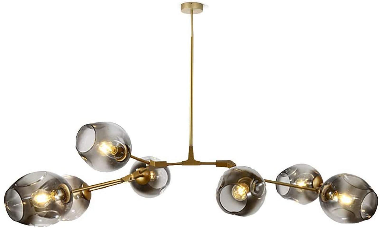 KXEcoLife Chandelier Ceiling Light Modern E27 Mid Century Handblown Glass Lamp For Dining Room Kitchen Branches During Lighting-Gradient Grey lampshade 7 head of Home