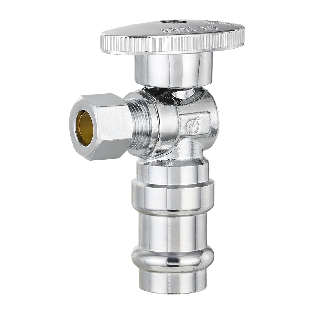Confezione da 10 valvole EFIELD ad angolo di arresto, pressatura nominale 1/2" x 3/8" OD compressione, 1/4 di giro, ottone LF, cromato