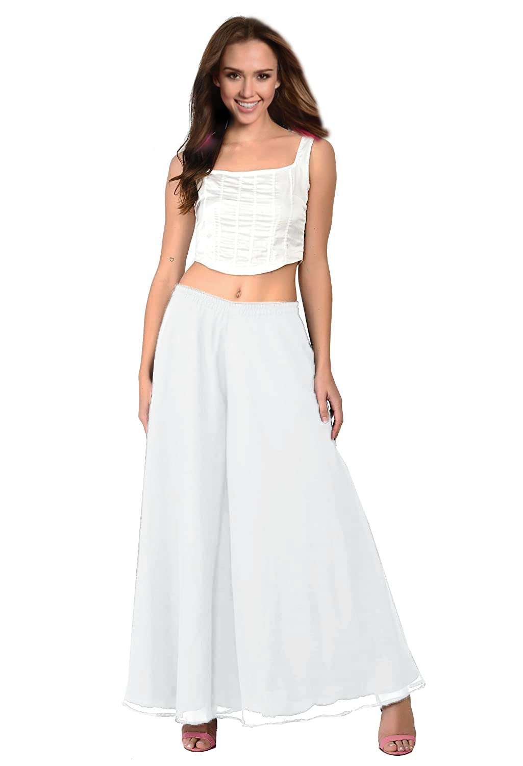 Kicha Umbrella Flared Relaxed Fit Stylish Solid Georgette Palazzo or Bottoms for Women's and Girls