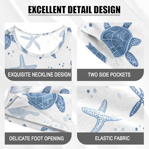 Vdsrup Turtles Starfish Summer Pajamas Set Short Cotton Shells Sleepwear 2 Piece Unisex 5Y3