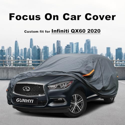 Image of GUNHYI Premium Car Cover Custom Fit Infiniti QX60 (2013-2026), 16 Layers Heavy Duty Car Cover Waterproof All Weather with Zipper Door for Sun Rain Snow Dust Uv Protection