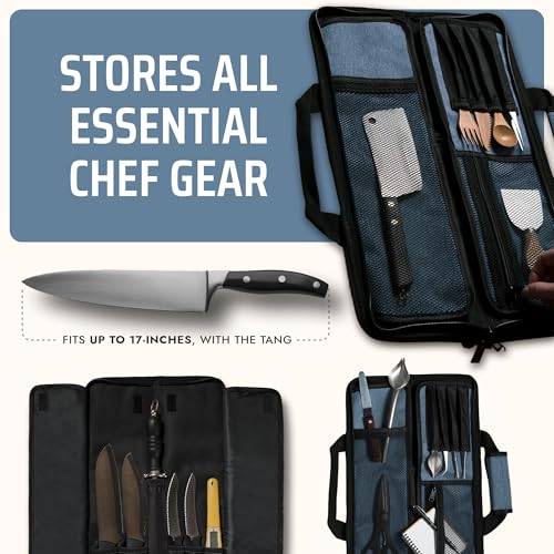 Asaya Chef Knife Roll Bag - 12 Pockets for Knives and Kitchen Utensils - Lightweight, Durable, and Stain Resistant Nylon - Perfect for the Traveling Chef - Knives not Included