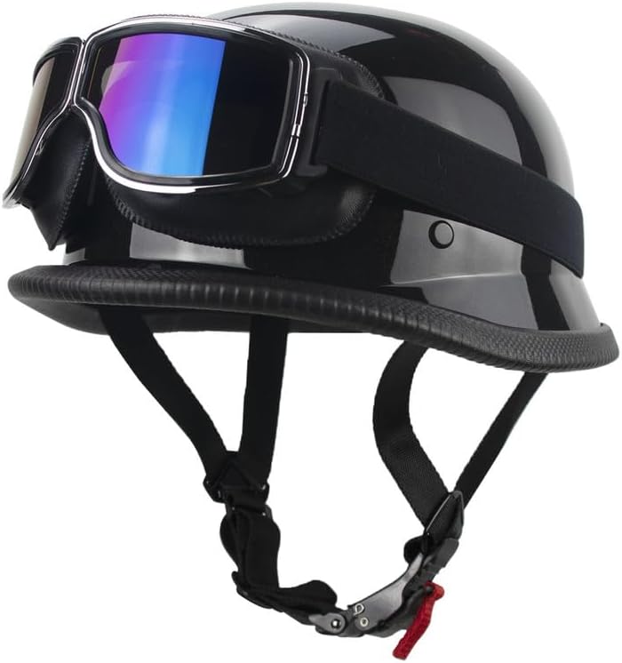 Miniatura 2 de German Style Motorcycle Helmet Thin Skull Cap Half for Adult Men WomenIncluding Goggles and mask Retro for Cruiser Scooter DOT Approve Novelty Half