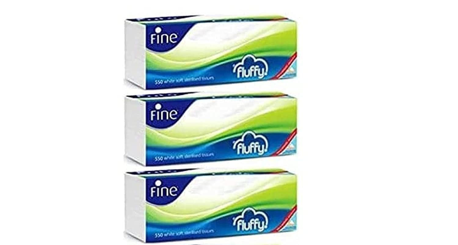 FineFluffy facial tissue - 400 tissue 2 ply pack of 3 sterilized soft tissues