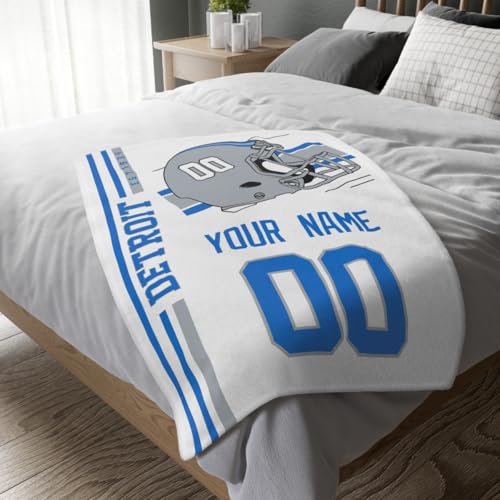 Image of Detroit Throw Blanket Custom Name and Number Personalized Gifts for Men and Women