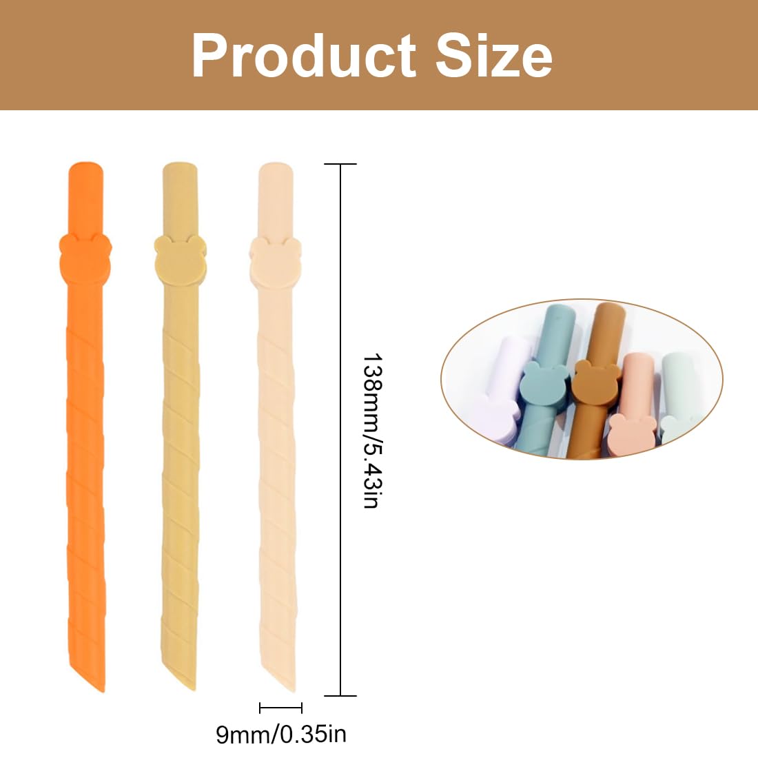 Pailles Silicone Réutilisables - Lot 6 Avec Brosses - Alimentaire Sans BPA - Multicolores
