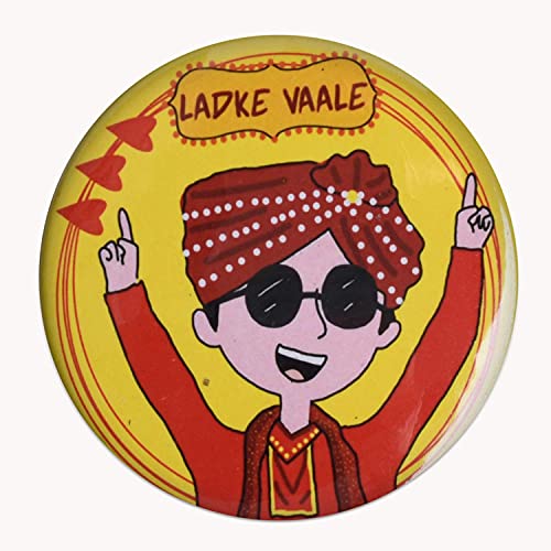 Image of Ladkiwale | Team Bride |Wedding Badges (props)|Batches for Wedding, Bachelor party, Reception party and Events| Pin Button Badges |Multicolour| Size 58mm